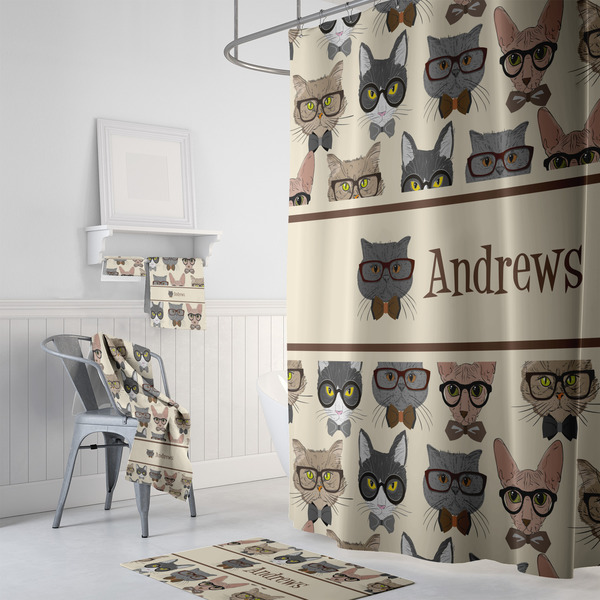 Hipster Cats Bath Towel Sets - 3-piece - In Context