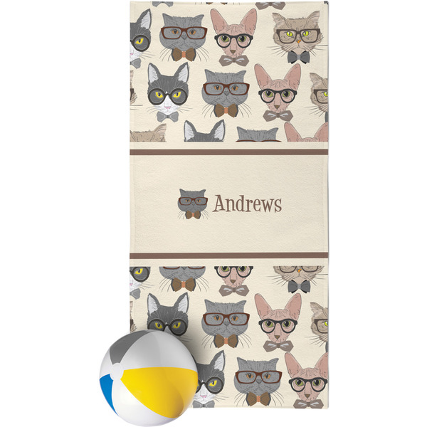 Custom Hipster Cats Beach Towel (Personalized)