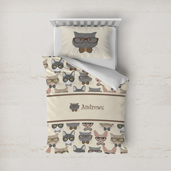 Custom Hipster Cats Duvet Cover Set - Twin (Personalized)