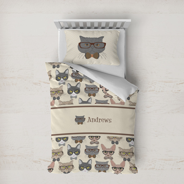 Custom Hipster Cats Duvet Cover Set - Twin XL (Personalized)