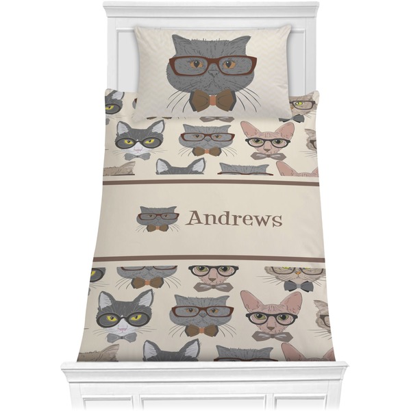 Custom Hipster Cats Comforter Set - Twin XL (Personalized)