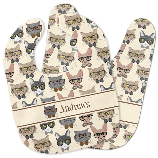 Custom Hipster Cats Baby Bib w/ Name or Text