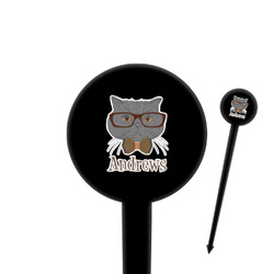 Hipster Cats 4" Round Plastic Food Picks - Black - Double Sided (Personalized)