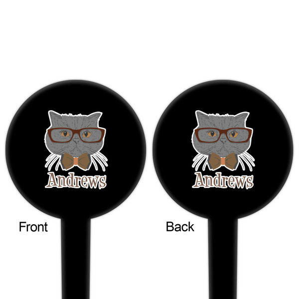 Hipster Cats Black Plastic 4" Food Pick - Round - Double Sided - Front & Back