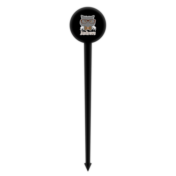 Hipster Cats Black Plastic 4" Food Pick - Round - Single Pick