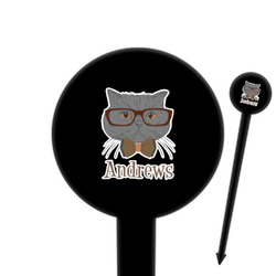 Hipster Cats 6" Round Plastic Food Picks - Black - Double Sided (Personalized)