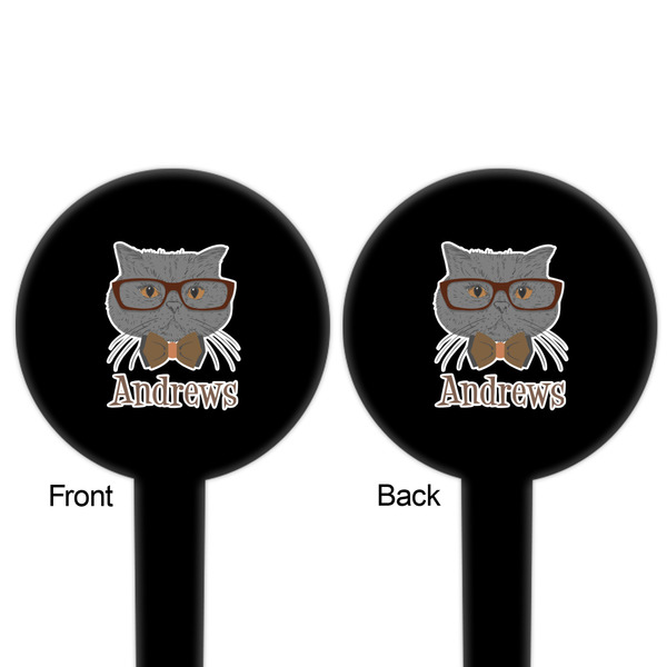 Hipster Cats Black Plastic 6" Food Pick - Round - Double Sided - Front & Back