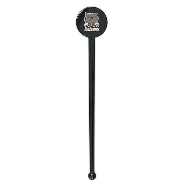 Hipster Cats Black Plastic 7" Stir Stick - Round - Single Stick