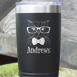 Hipster Cats 20 oz Stainless Steel Tumbler - Black - Single Sided (Personalized)