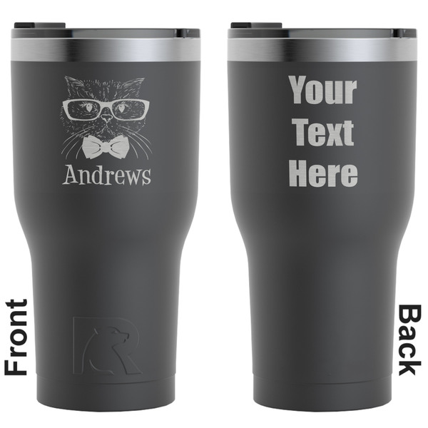 Custom Hipster Cats RTIC Tumbler - Black - Engraved Front & Back (Personalized)