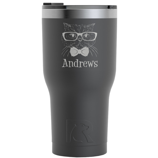 Custom Hipster Cats RTIC Tumbler - Black - Engraved Front (Personalized)