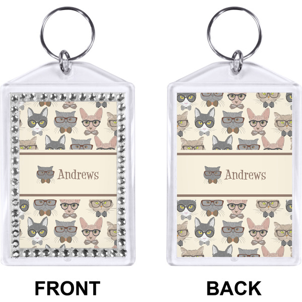 Hipster Cats Bling Keychain (Front + Back)