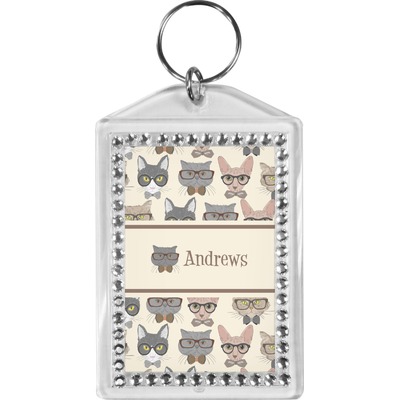 Hipster Cats Bling Keychain (Personalized)