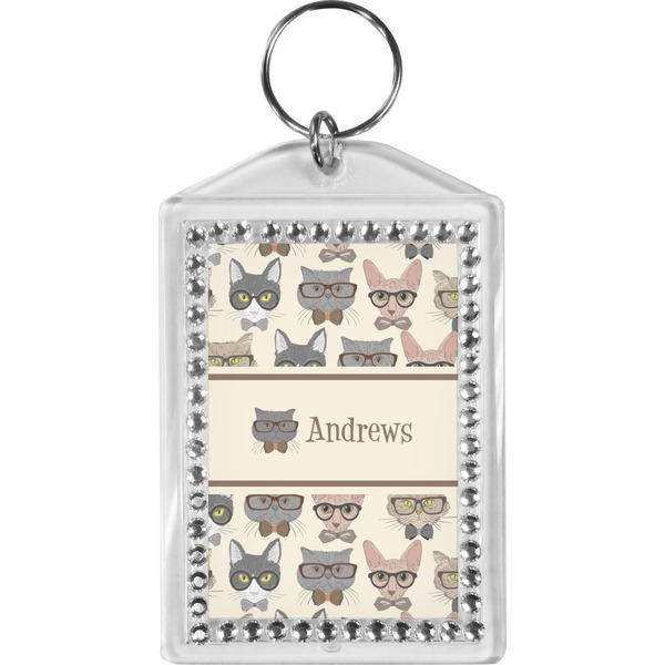 Custom Hipster Cats Bling Keychain (Personalized)