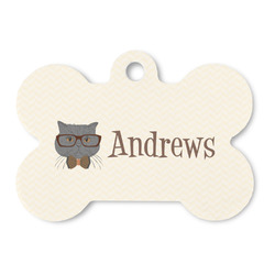 Hipster Cats Bone Shaped Dog ID Tag (Personalized)