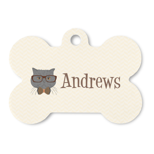 Custom Hipster Cats Bone Shaped Dog ID Tag (Personalized)