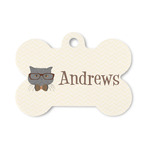 Hipster Cats Bone Shaped Dog ID Tag - Small (Personalized)