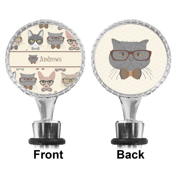 Hipster Cats Bottle Stopper - Front and Back
