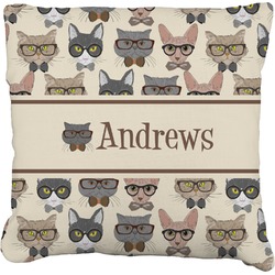 Hipster Cats Faux-Linen Throw Pillow 16" (Personalized)