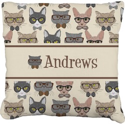 Hipster Cats Faux-Linen Throw Pillow 18" (Personalized)