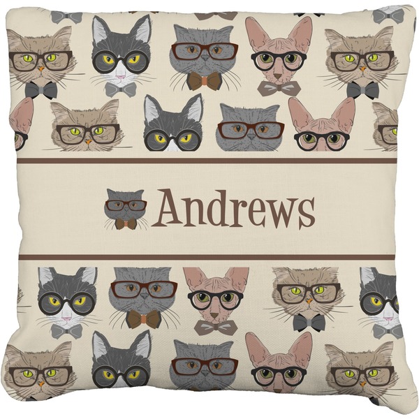 Custom Hipster Cats Faux-Linen Throw Pillow 20" (Personalized)
