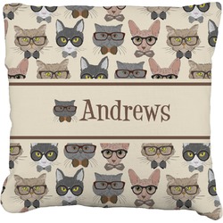 Hipster Cats Faux-Linen Throw Pillow 26" (Personalized)