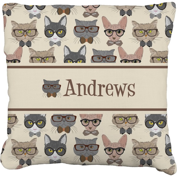 Custom Hipster Cats Faux-Linen Throw Pillow 26" (Personalized)