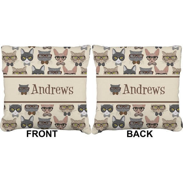 Hipster Cats Burlap Pillow Approval