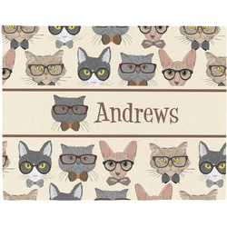 Hipster Cats Woven Fabric Placemat - Twill w/ Name or Text