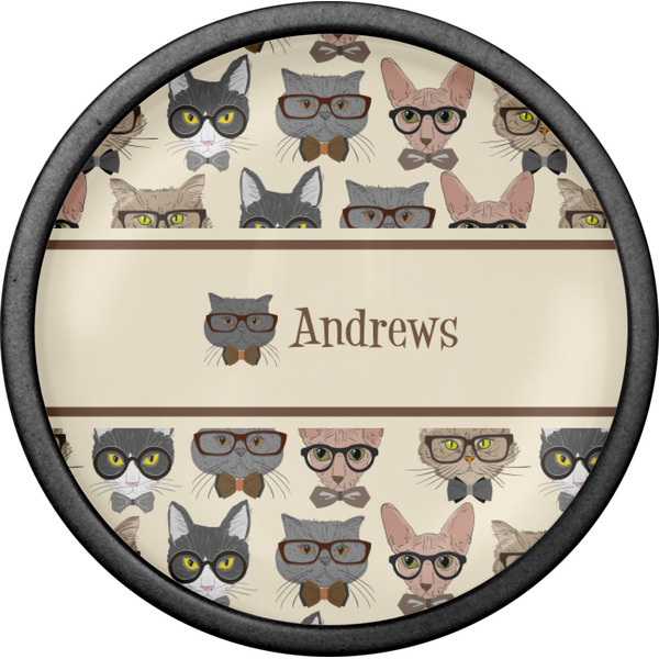 Hipster Cats Cabinet Knob - Black - Front