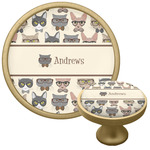 Hipster Cats Cabinet Knob - Gold (Personalized)