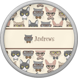 Hipster Cats Cabinet Knob (Silver) (Personalized)