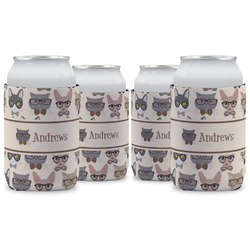 Hipster Cats Can Cooler (12 oz) - Set of 4 w/ Name or Text