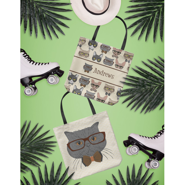 Hipster Cats Canvas Tote Lifestyle Front and Back