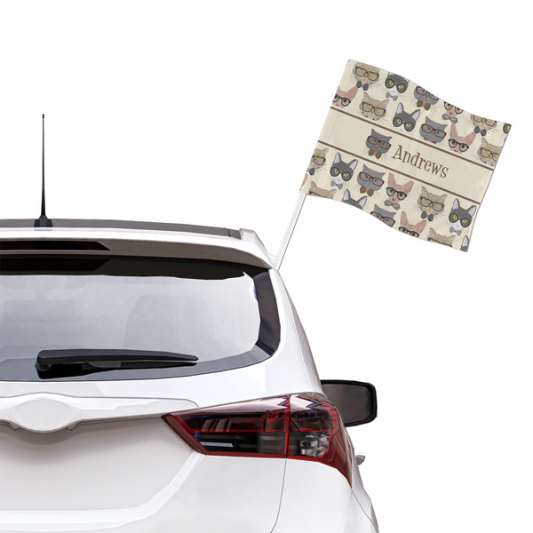 Hipster Cats Car Flag - Large - LIFESTYLE