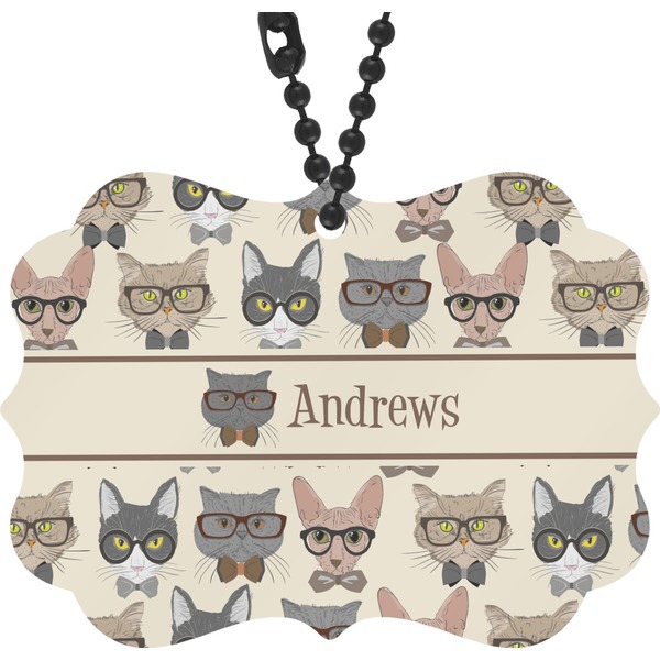 Custom Hipster Cats Rear View Mirror Charm (Personalized)