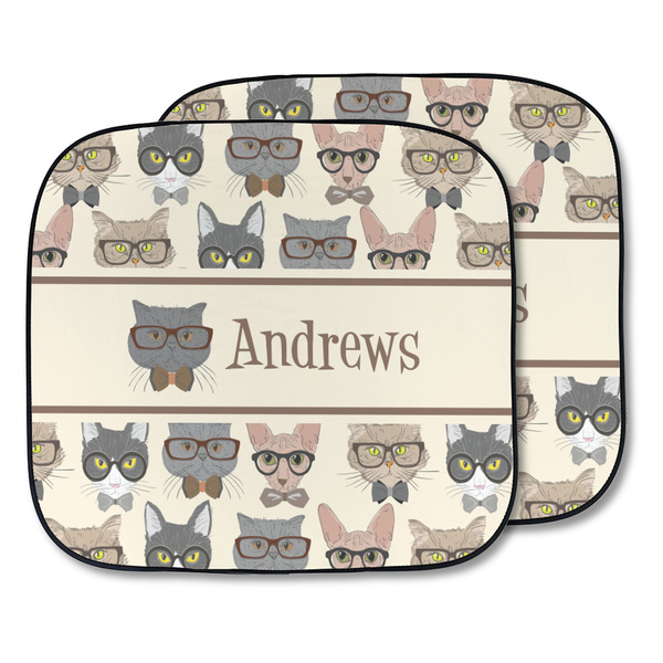 Custom Hipster Cats Car Sun Shade - Two Piece (Personalized)
