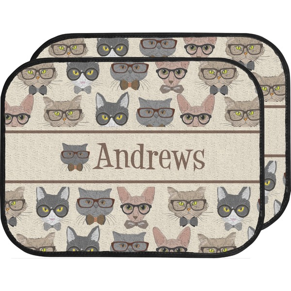 Custom Hipster Cats Car Floor Mats (Back Seat) (Personalized)