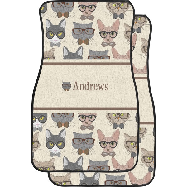 Custom Hipster Cats Car Floor Mats (Front Seat) (Personalized)