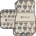 Hipster Cats Car Floor Mats Set - 2 Front & 2 Back (Personalized)