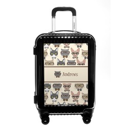 Hipster Cats Carry On Hard Shell Suitcase (Personalized)