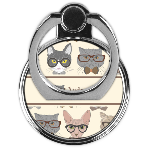 Hipster Cats Cell Phone Ring Stand & Holder - Front (Collapsed)