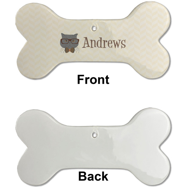 Hipster Cats Ceramic Flat Ornament - Bone Front & Back Single Print (APPROVAL)