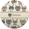 Hipster Cats Ceramic Flat Ornament - Circle (Front)