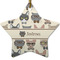 Hipster Cats Ceramic Flat Ornament - Star (Front)