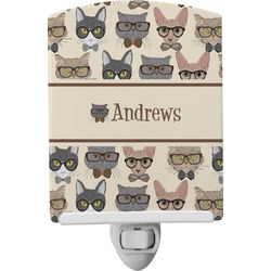 Hipster Cats Ceramic Night Light (Personalized)