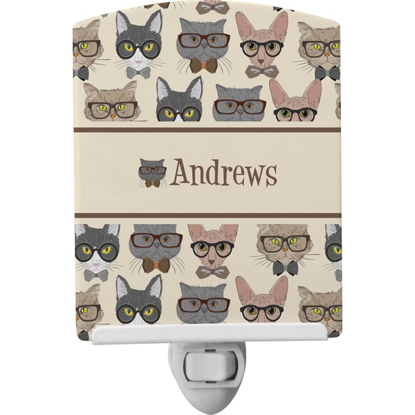 Custom Hipster Cats Ceramic Night Light (Personalized)