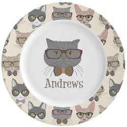 Hipster Cats Ceramic Dinner Plates (Set of 4) (Personalized)