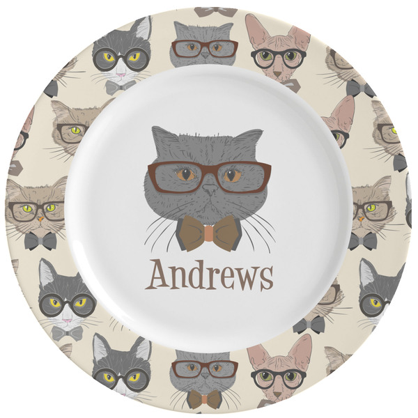 Custom Hipster Cats Ceramic Dinner Plates (Set of 4) (Personalized)