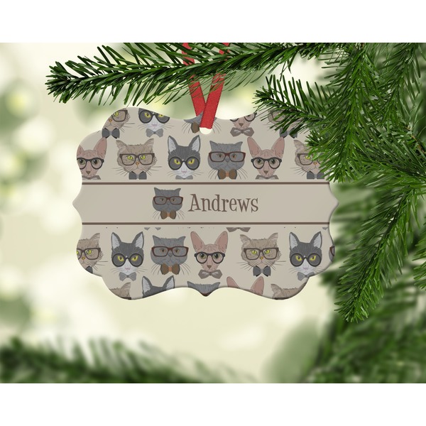 Hipster Cats Christmas Ornament (On Tree)